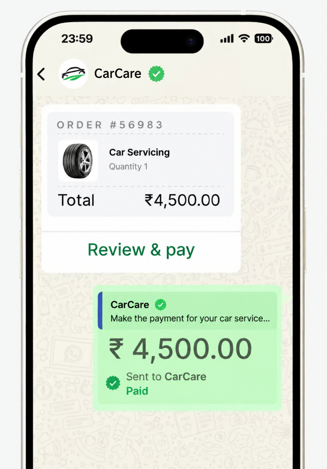 WhatsApp payment message